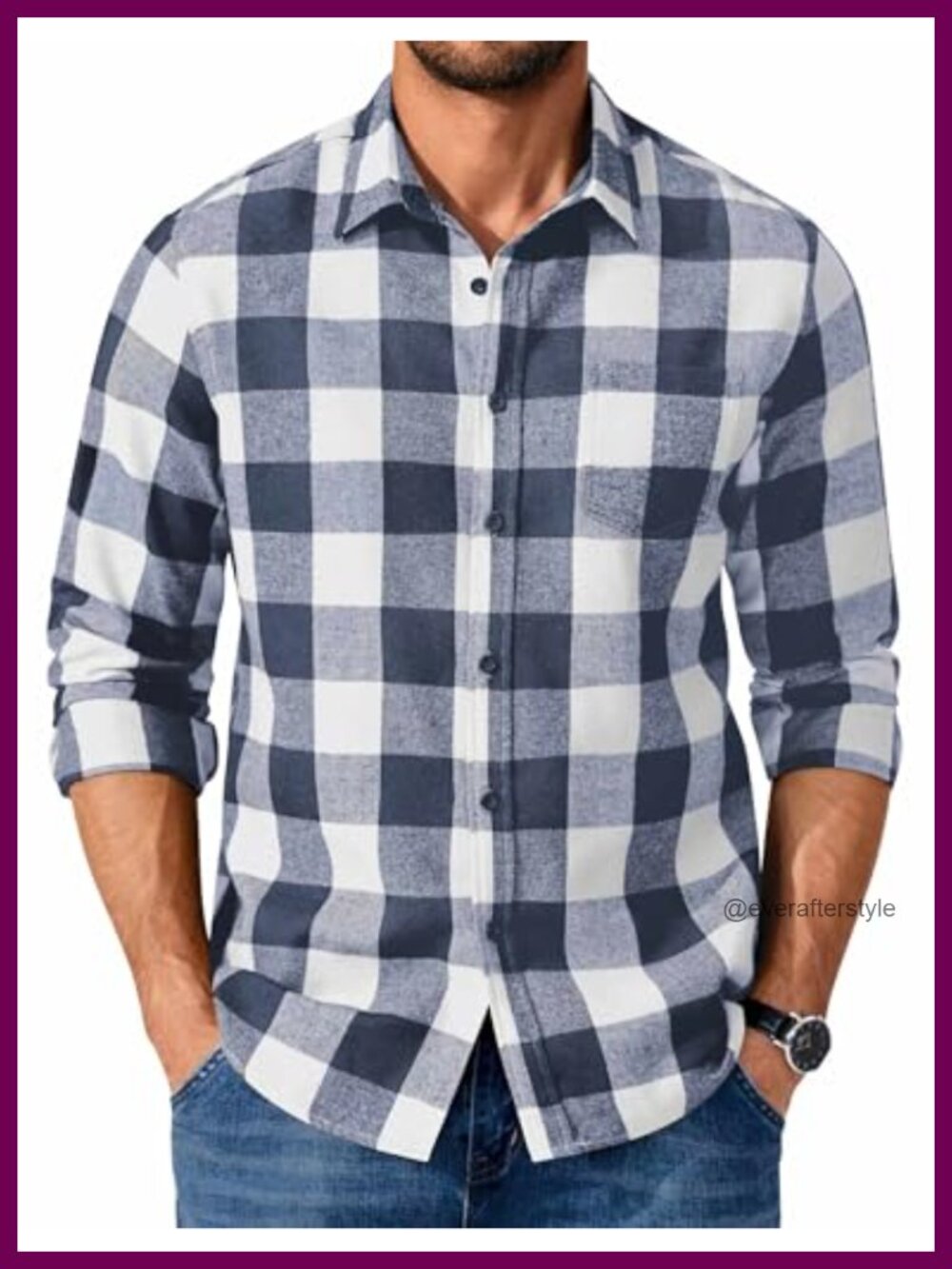 COOFANDY Mens Brushed Cotton Flannel Plaid Button Down Shirt Jacket Pocket